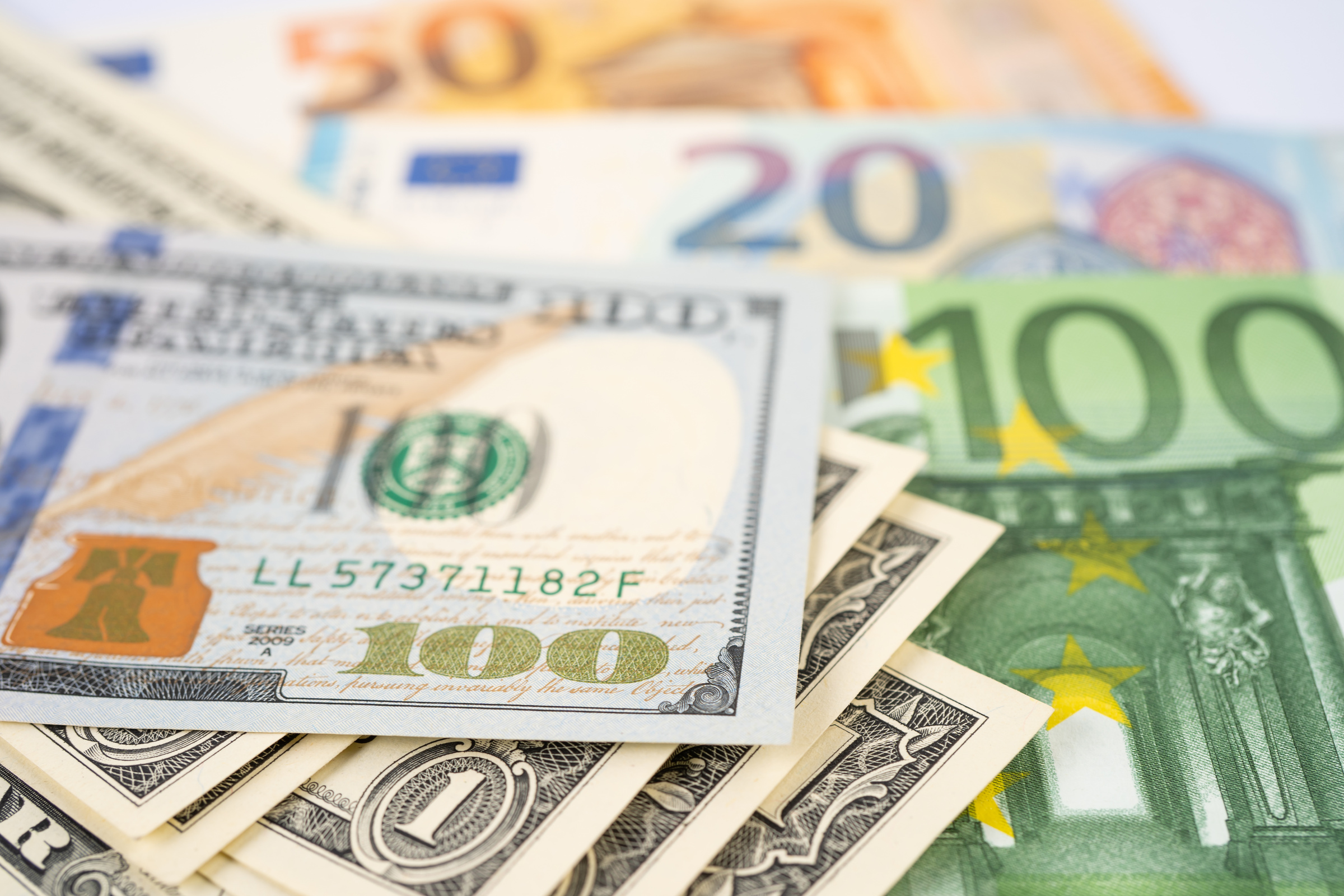 US Dollar and Euro Banknotes, Finance, Account, Statistics,